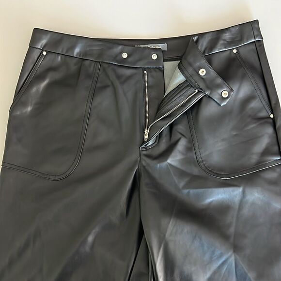 NWOT Grey Collective Faux Leather Flare Pants In Jet Black Size 12 - Picture 3 of 8